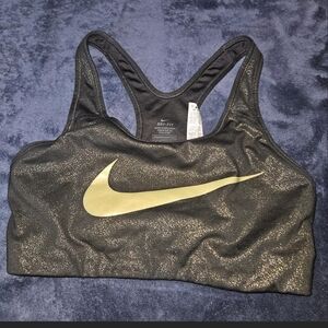 Nike Women's Black and Gold Sports Bra Small